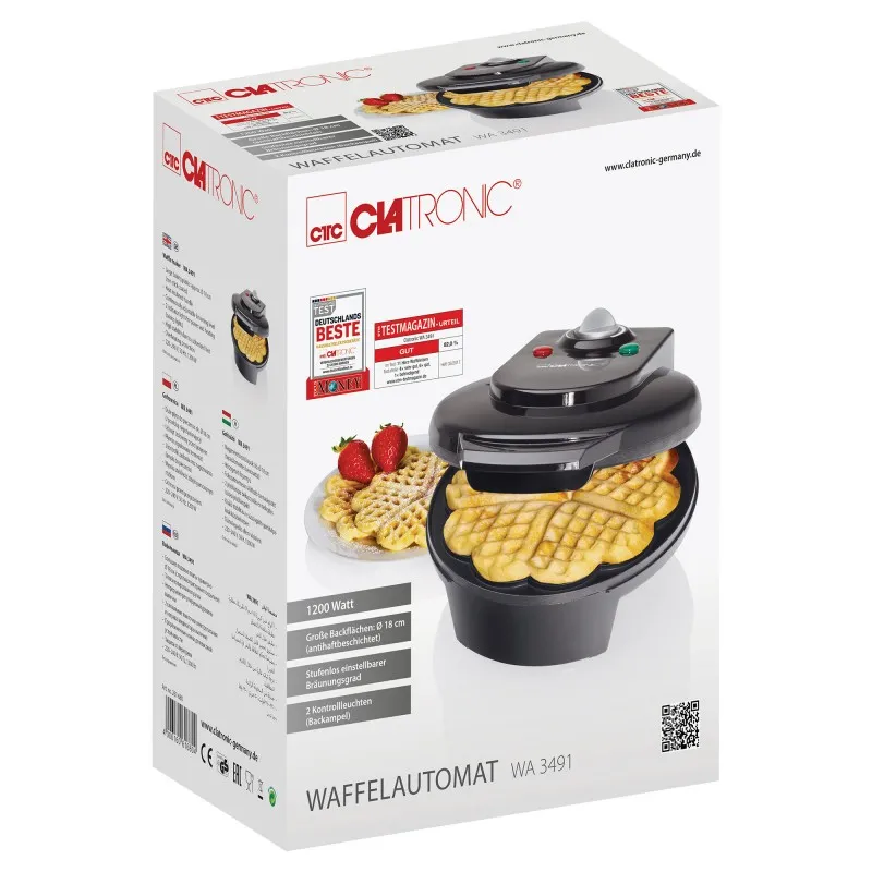 Вафельниця Clatronic WA 3491 Black: швидке приготування вафель без зайвих зусиль